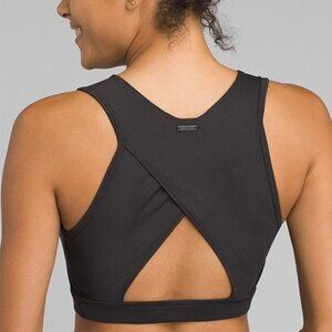 Prana Women's Black Lupita High-Support Pullover Crop Sports Bra Size S